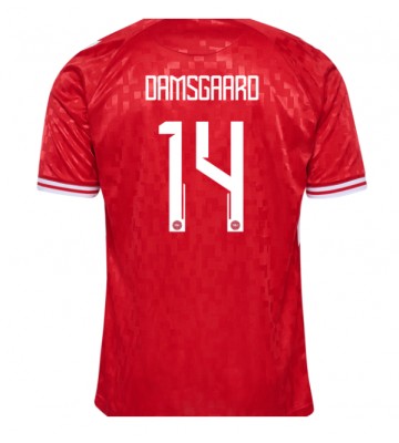 Dinamarca Mikkel Damsgaard #14 Primera Equipación Eurocopa 2024 Manga Corta